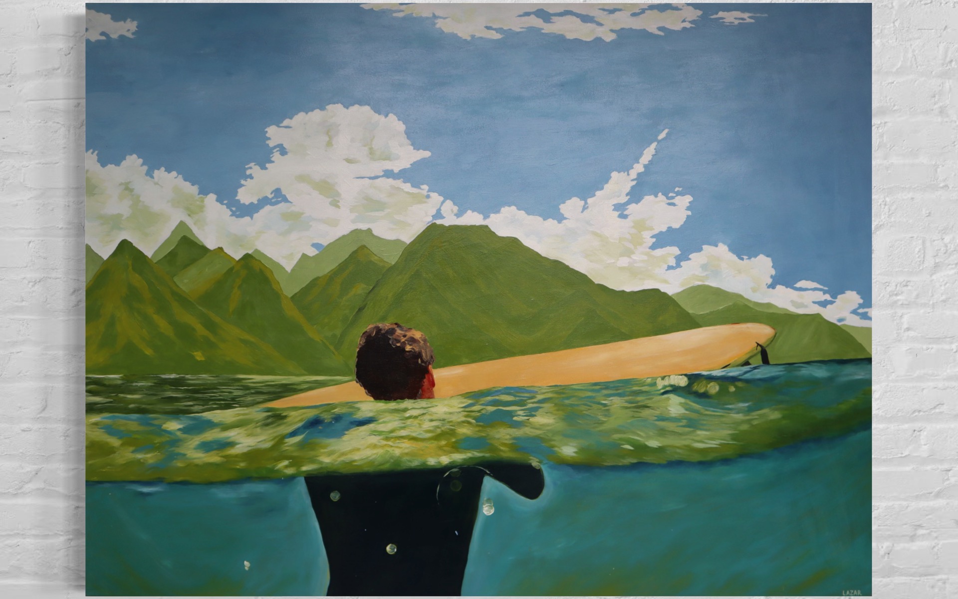 Acrylic painting “Beginning” size 35,5x47,5 in